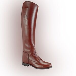 Marlboro Women's Over-The-Knee Lace-Up Riding Boots in Burgundy Brown